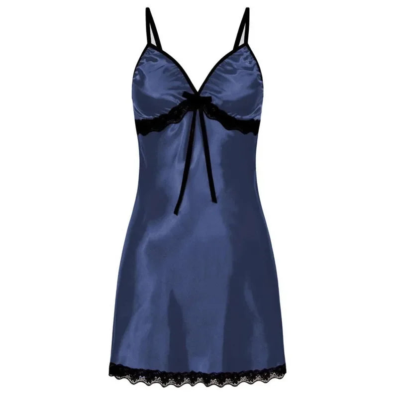 Lace Silk Satin Sleepwear Women Sexy Lingerie Night Dress