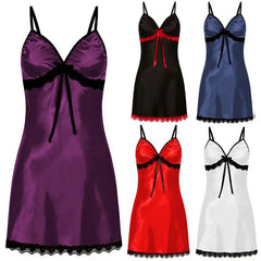 Lace Silk Satin Sleepwear Women Sexy Lingerie Night Dress