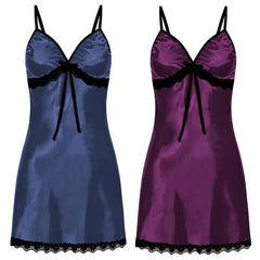 Lace Silk Satin Sleepwear Women Sexy Lingerie Night Dress