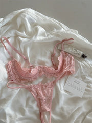Lace Women's Bra - Sexy Hollow out Style Push-Up & Gathering Bra Set