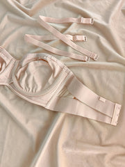 Large lingerie ultra-thin half-cup bra non-slip bustier type large breasts show small Underwear