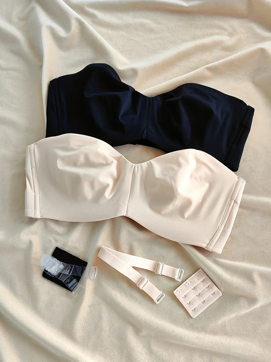 Large lingerie ultra-thin half-cup bra non-slip bustier type large breasts show small Underwear