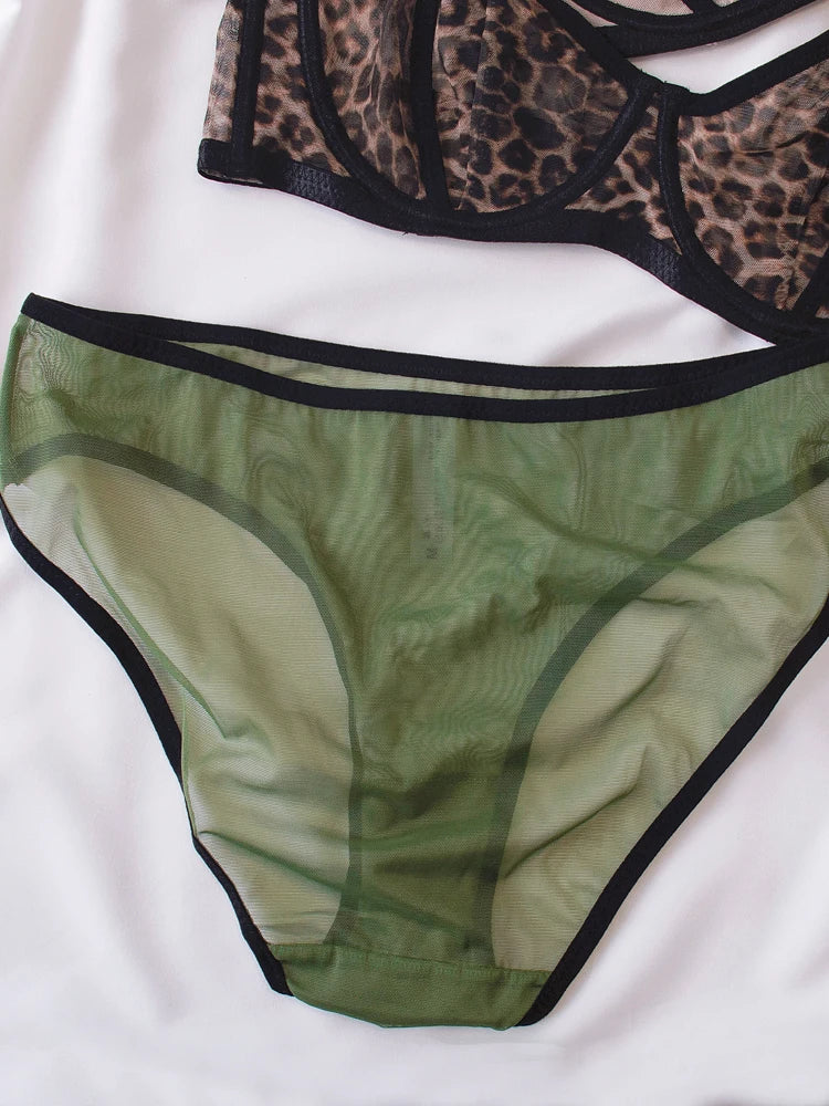 Leopard Niche Mesh Lingerie Thin Underwear