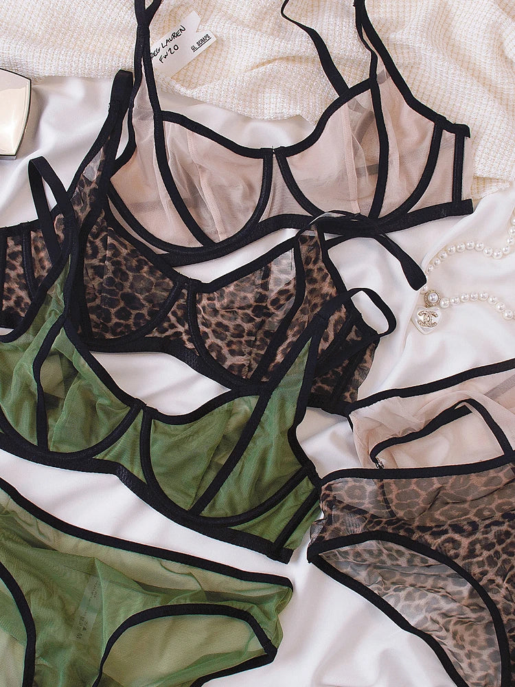 Leopard Niche Mesh Lingerie Thin Underwear