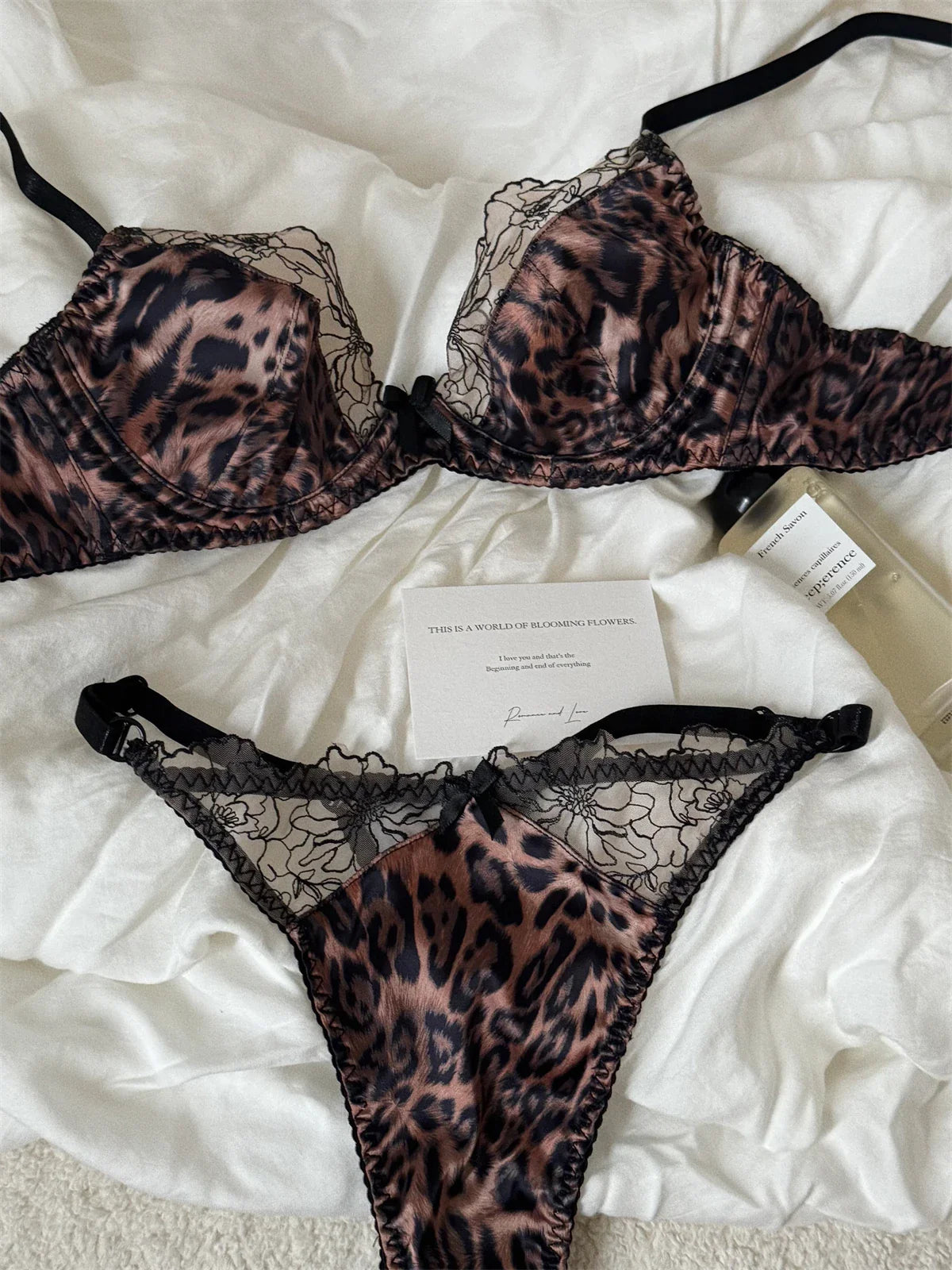 Leopard-print lingerie Set