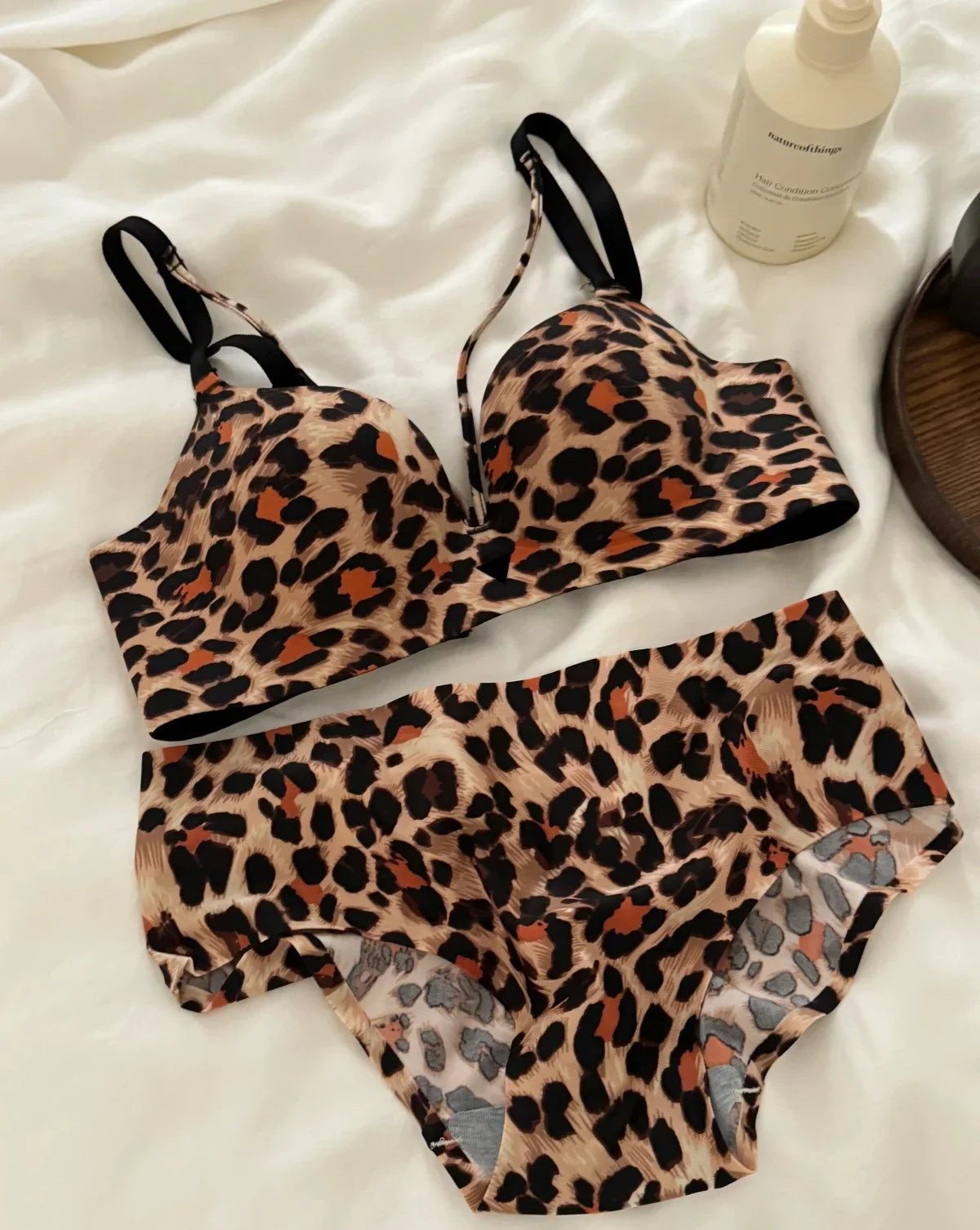 Leopard print on the thin under the thick lingerie without steel ring Underwear