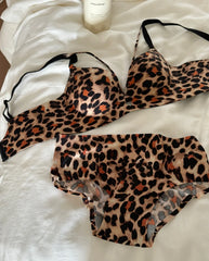 Leopard print on the thin under the thick lingerie without steel ring Underwear
