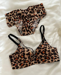 Leopard print on the thin under the thick lingerie without steel ring Underwear