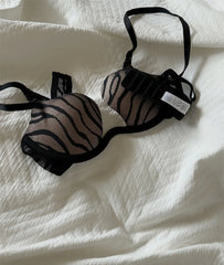 Leopard sexy thin upholstery gathered bra Set