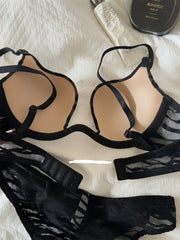 Leopard sexy thin upholstery gathered bra Set