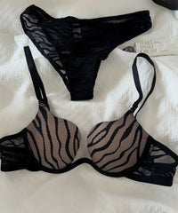 Leopard sexy thin upholstery gathered bra Set