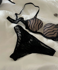 Leopard sexy thin upholstery gathered bra Set