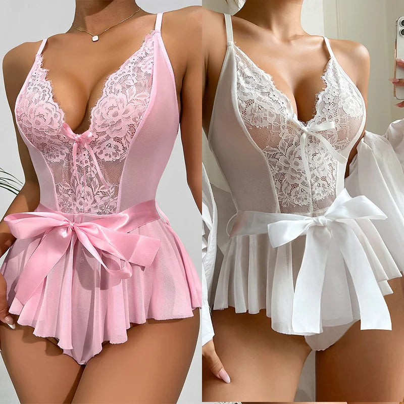 Lingerie Sexy Hot Woman Lace Babydoll Chemise Dress