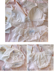 Lingerie fairy girl wearing ribbon ruffle thin bralette lace without steel ring white princess Underwear