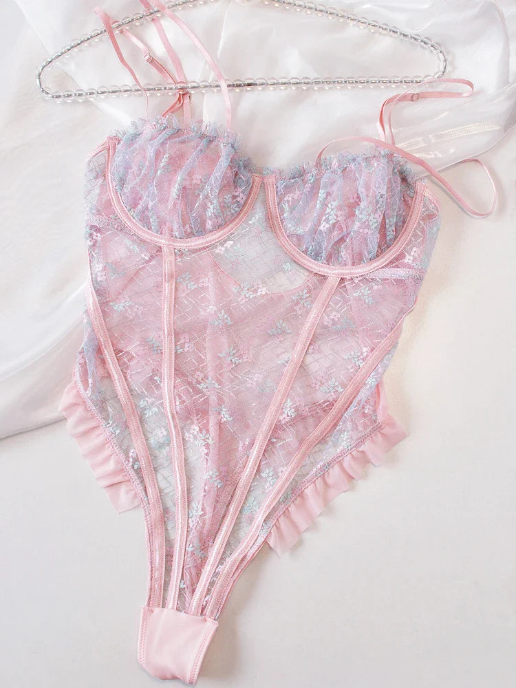 Mermaid Girl Lace Jumpsuit Women Large Size Underwear
