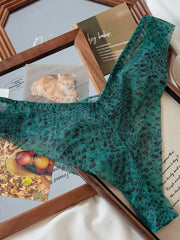 Mermaid Green Leopard Print Thin Lingerie Sexy Lace Bra Romantic Women Push up Large Size Underwear