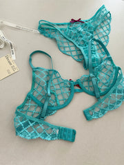 Mermaid blue three-piece lingerie Set