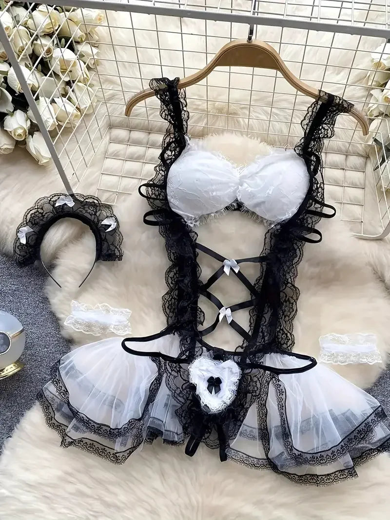 Naughty Maid Role Play Costume Bodysuit