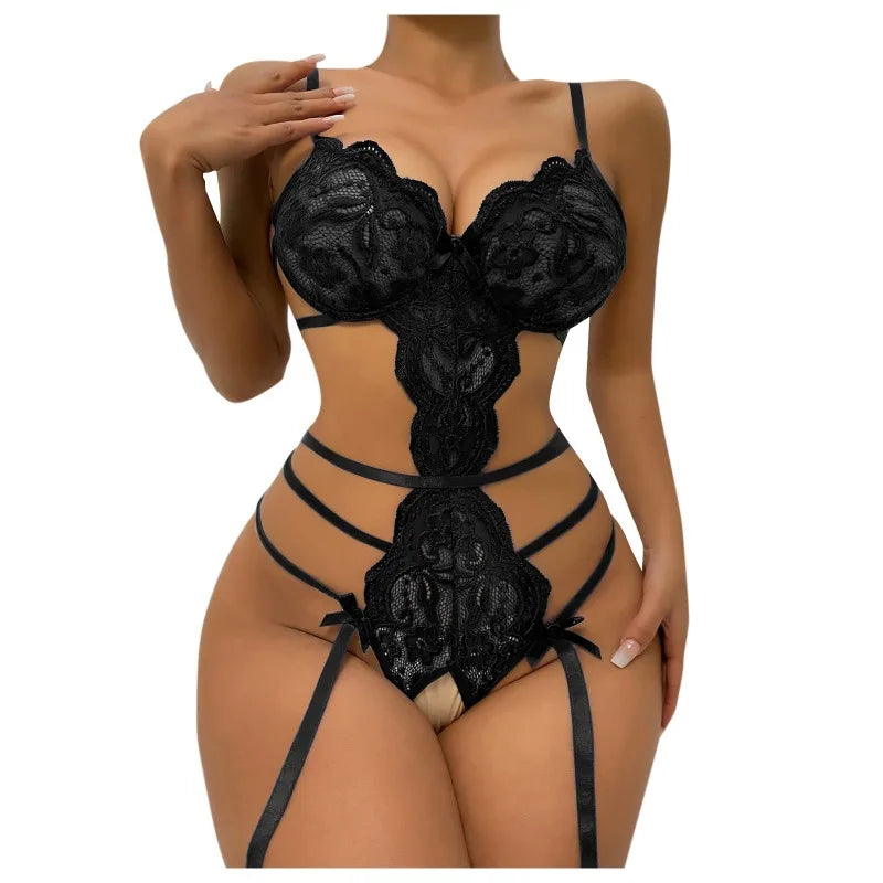Hot Sexy Lingerie Lace Open Bra Set