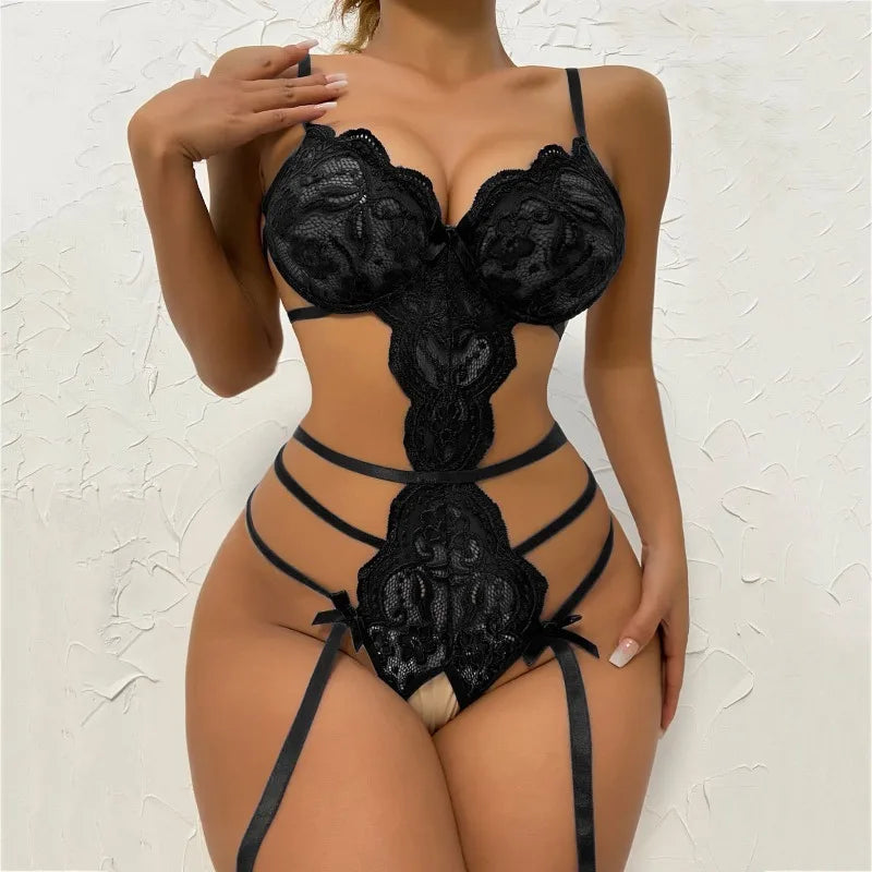 Hot Sexy Lingerie Lace Open Bra Set