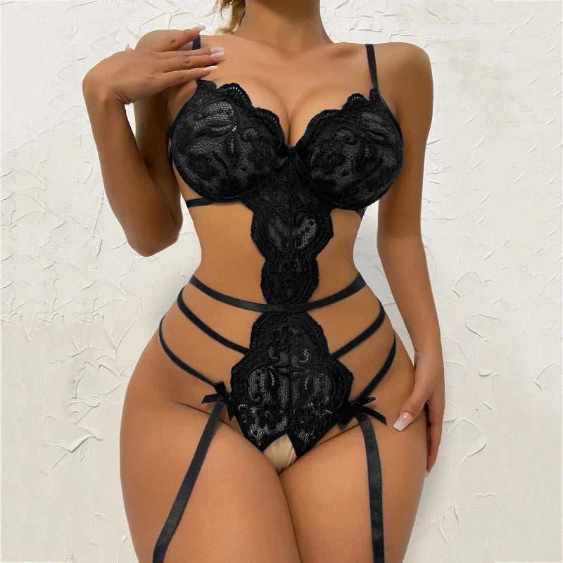 Hot Sexy Lingerie Lace Open Bra Set