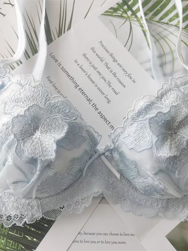 Japanese-style floral soft-cup underwired lingerie set