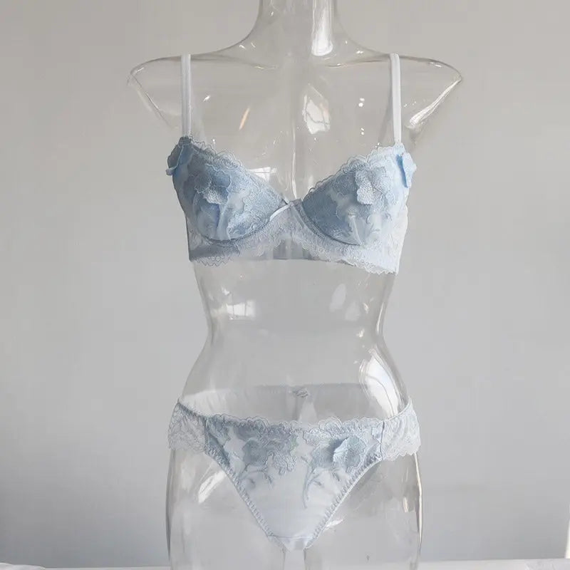 Japanese-style floral soft-cup underwired lingerie set
