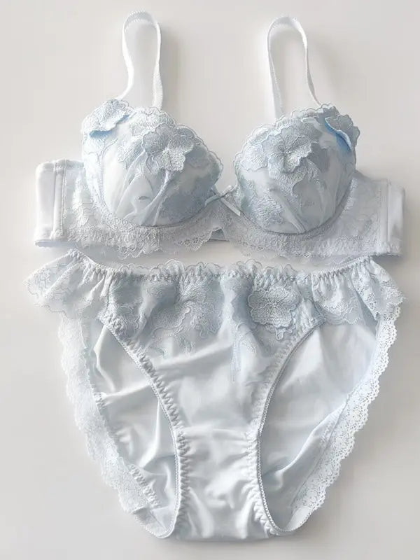 Japanese-style floral soft-cup underwired lingerie set