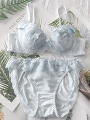 Japanese-style floral soft-cup underwired lingerie set