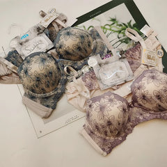 gathering support lace bra Set