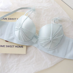 Niche Sweet Style Knotted Bow Teen Bra Set