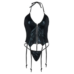 PU Latex Leather Sexy Lingerie Women Erotic Underwear