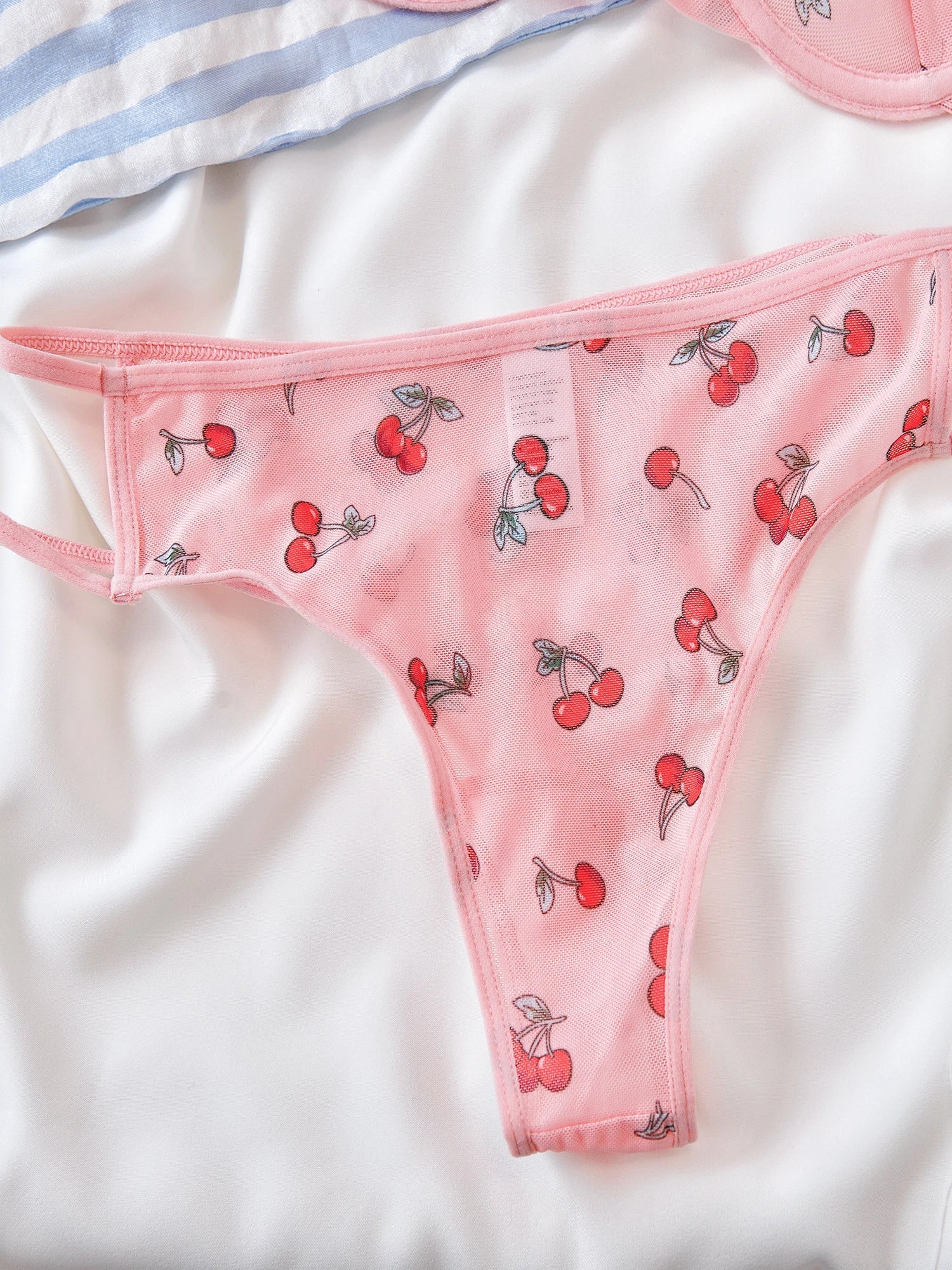 Pink Cherry Lace Bras Set
