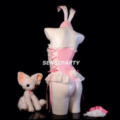 Pink Lolita Anime Kawaii Maid Uniform Cosplay Sexy Lingerie