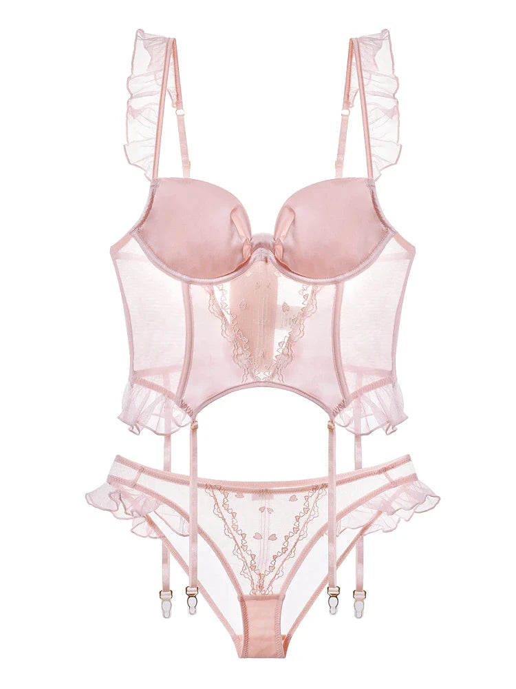 Pink With Chest Pad Fishbone CorSet