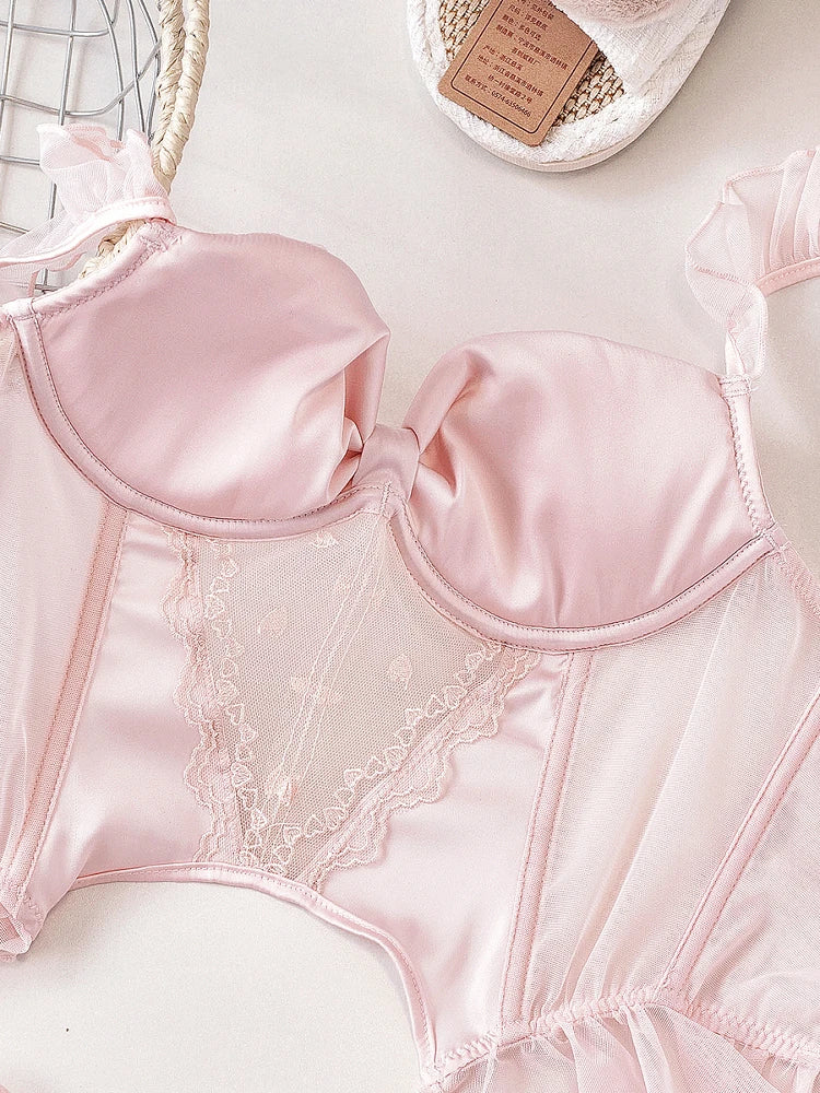Pink With Chest Pad Fishbone CorSet
