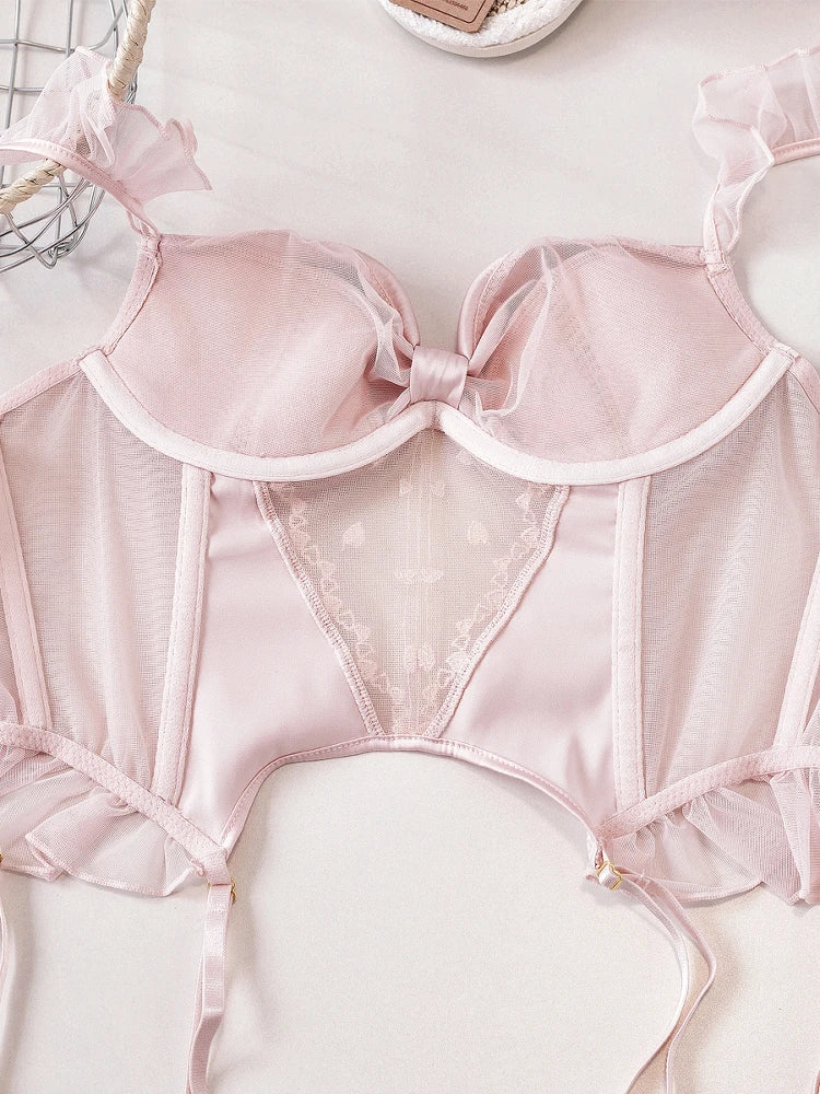 Pink With Chest Pad Fishbone CorSet