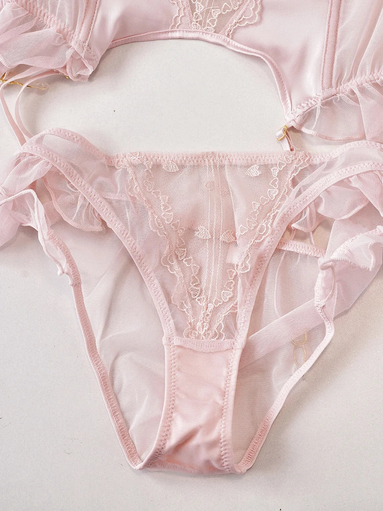 Pink With Chest Pad Fishbone CorSet