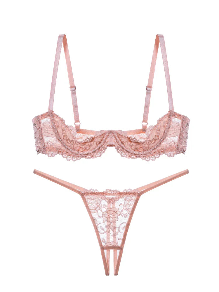 Pink sexy bra Set