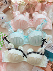 Plush Lingerie Winter Cute Cat Bra Set