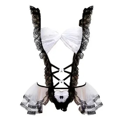 Porn Maid Uniforn Women Sexy Lingerie Cosplay Costumes Perspective Bodysuit Underwear