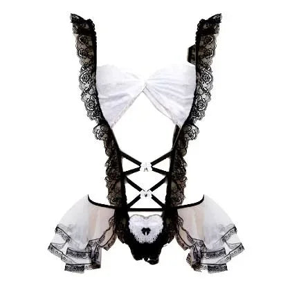 Porn Maid Uniforn Women Sexy Lingerie Cosplay Costumes Perspective Bodysuit Underwear