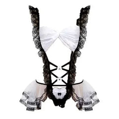 Porn Maid Uniforn Women Sexy Lingerie Cosplay Costumes Perspective Bodysuit Underwear