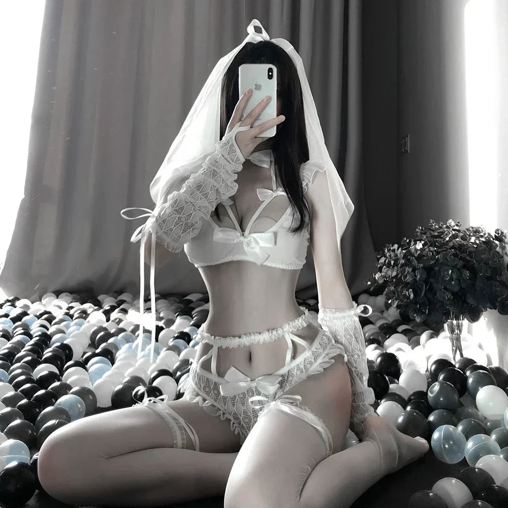 Porn Women Sexy Cosplay Lingerie Wedding Bride Dress