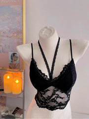 Pure Y2K Allure Sexy Lace Halter Camisole