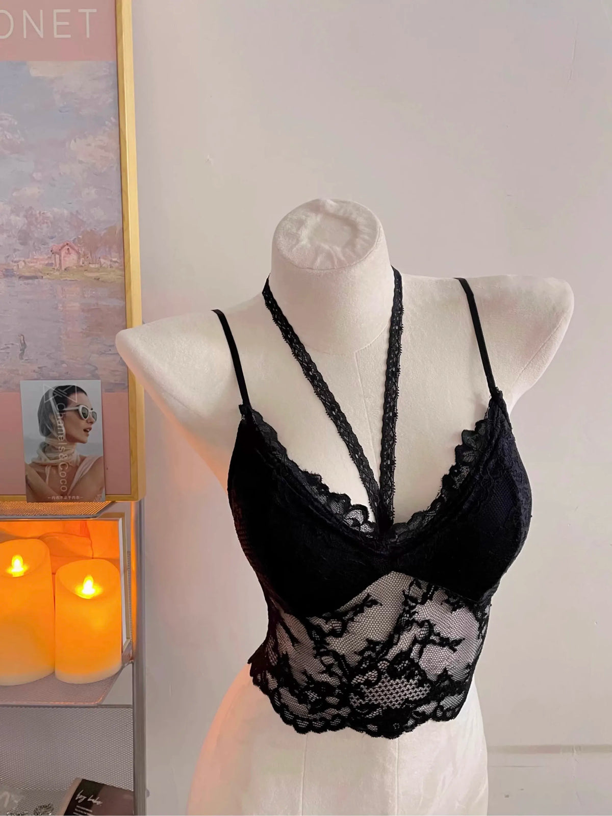Pure Y2K Allure Sexy Lace Halter Camisole