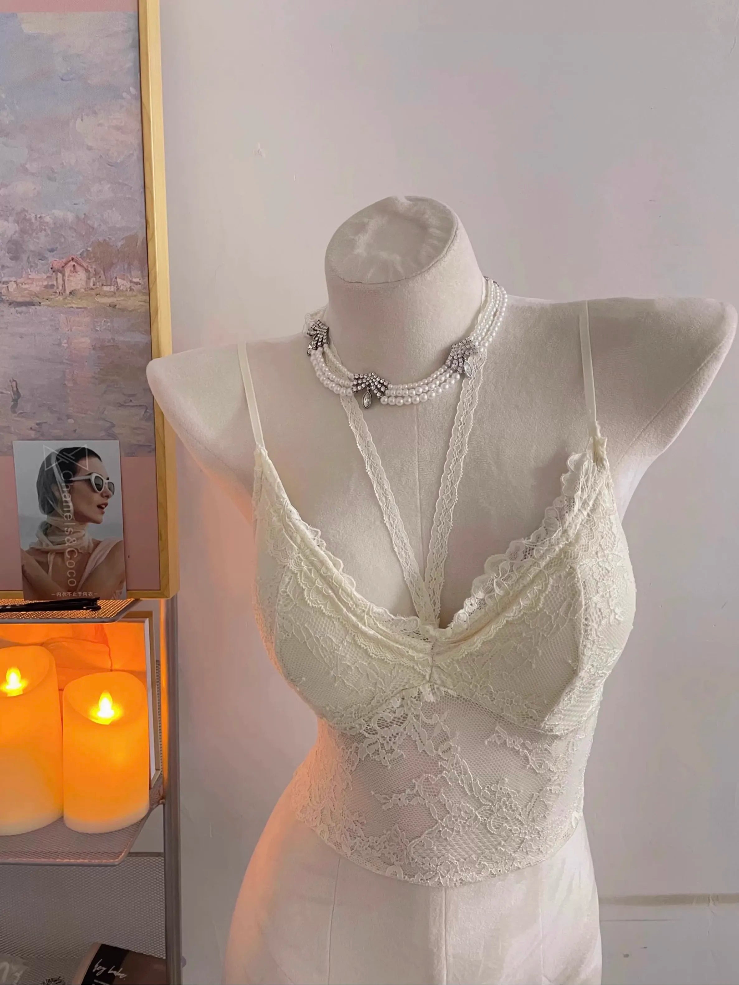Pure Y2K Allure Sexy Lace Halter Camisole