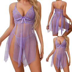 Purple Lace Perspective Sexy Lingerie
