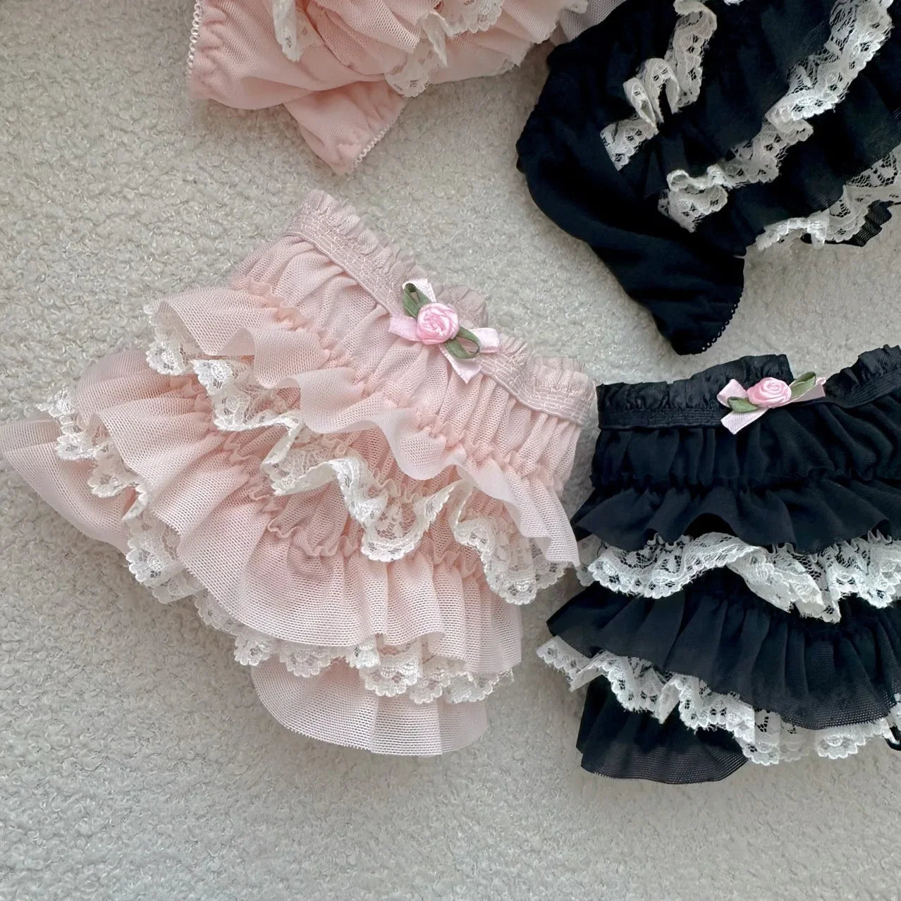 Retro Cake-Style Lingerie with Panties Ruffled Lace Sweet & Sexy Cute Bra-Free Underwear