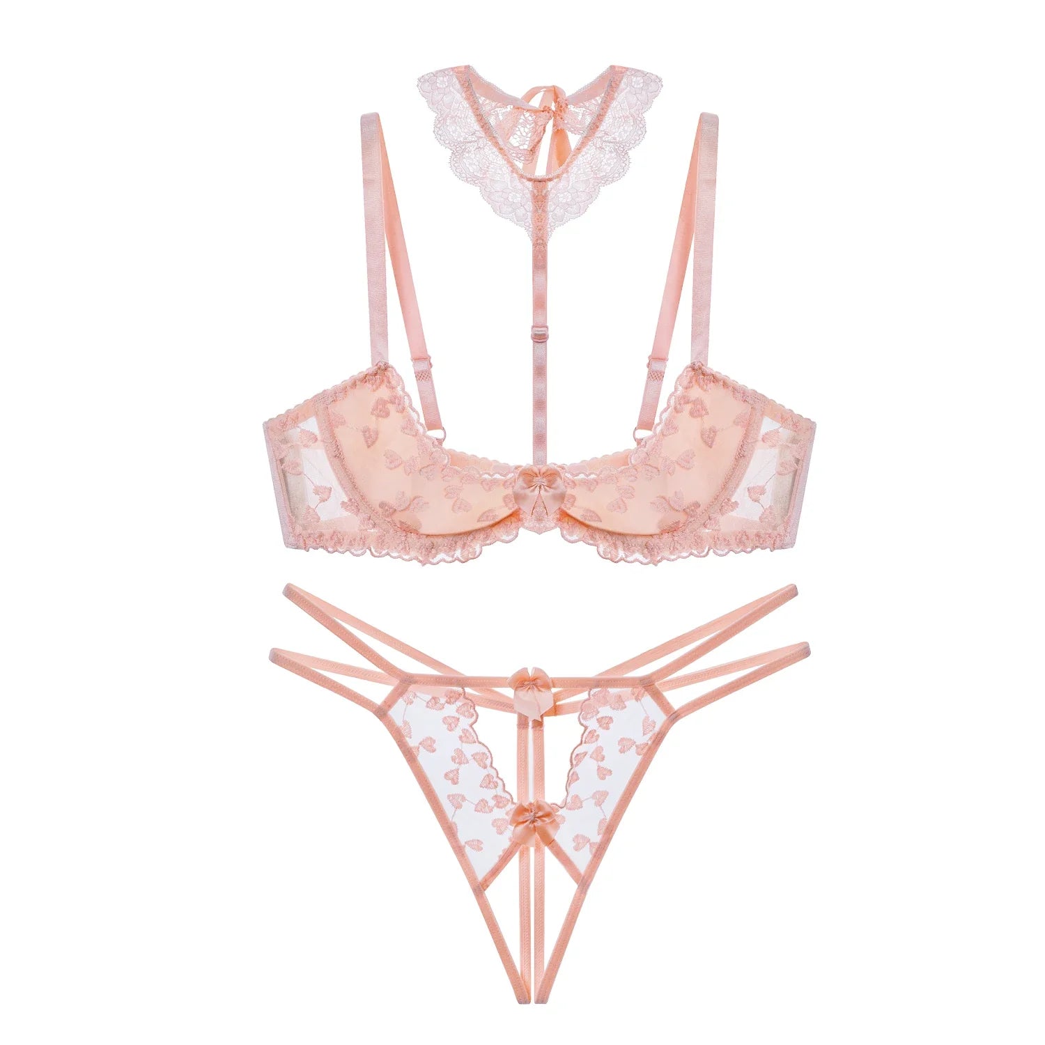 Romantic Myth Lingerie With Briefs Suit Women Sweet Sexy Crochet Lace Heart Underwear